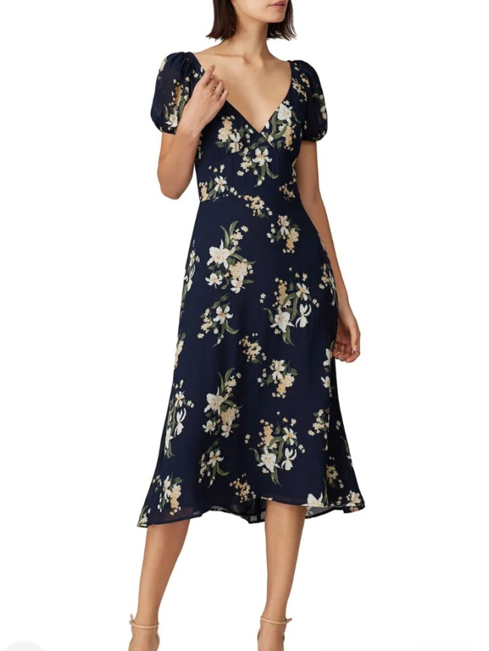 Reformation Kacey Dress Sz 2 Navy Floral